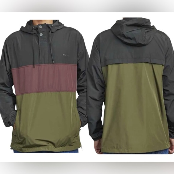 RVCA Men's Black, Maroon, and Olive Windbreaker Sz/XL - Picture 9 of 16